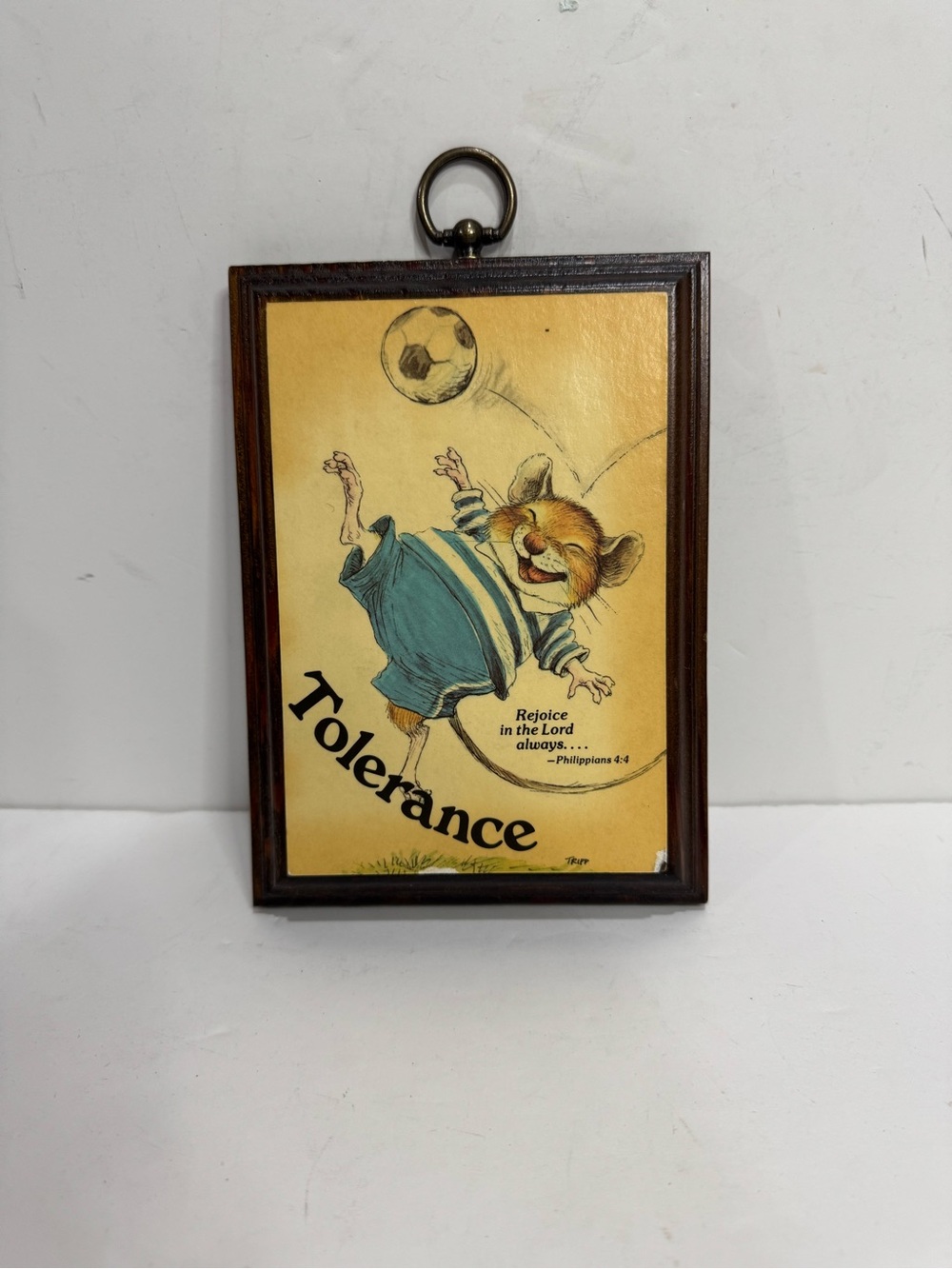 Vintage "Tolerance" Mouse Soccer Wall Plaque